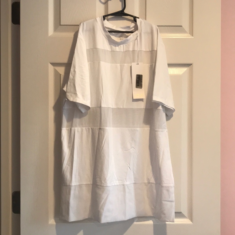 Varley White stripe mesh top